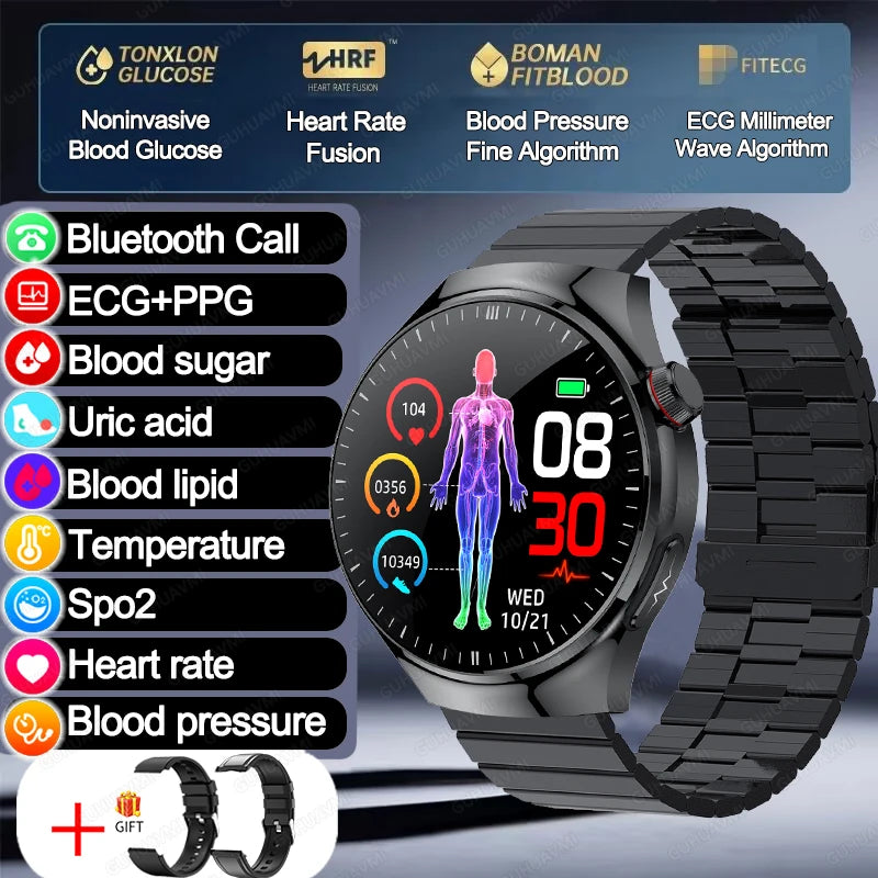 2025 TitanTek  Medical Grade Blood Fat Uric Acid Women Smartwatch ECG Blood Sugar Heart Rate Blood Pressure Health Monitoring Smart Watch