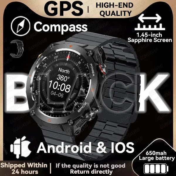 202TitanTek New Real GPS Smart Watch Men Bluetooth Call Compass 650mAh Big Battery IP68 Waterproof Sport Smartwatch For Android IOS