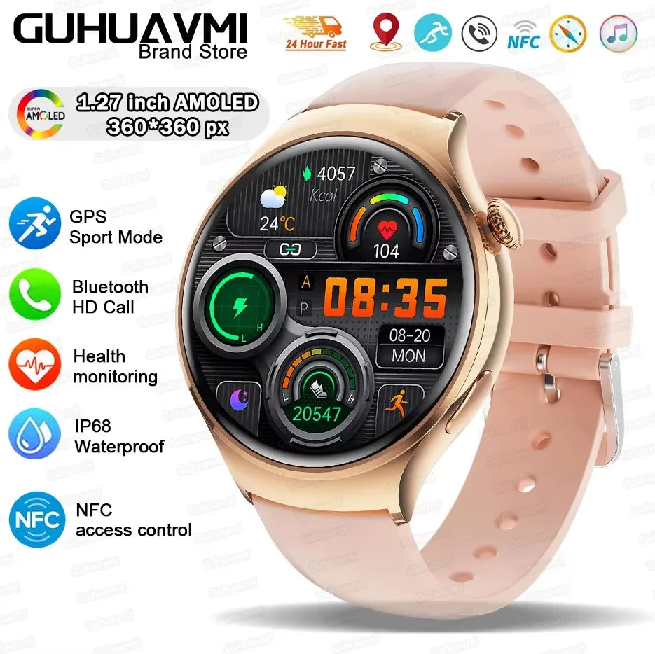 2025 TitanTek New Golden Luxury Smart Watch Women 1.27Inch HD Screen Sports Custom Dial Heart Rate Voice Call Smart watch For Gift Ladies