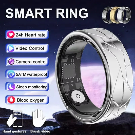 TitanTek Smart Ring with Charging Case for Men Women, Heart Rate and Blood Oxygen Monitor, IP68 & 5ATM Waterproof, Multi-sport Mode