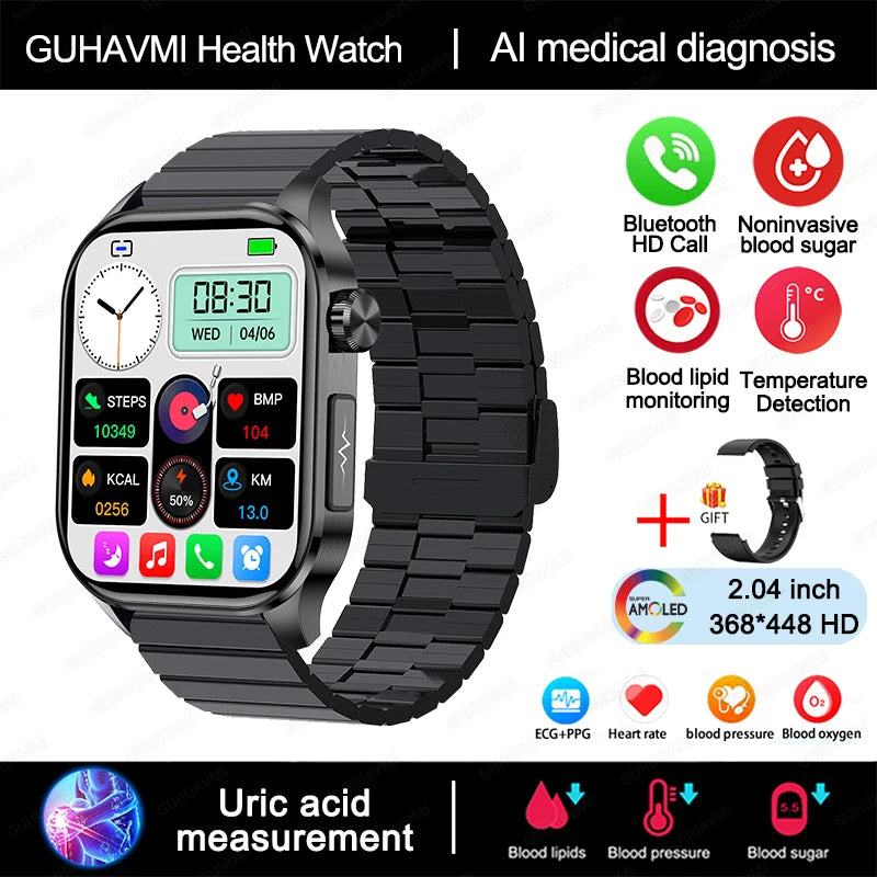 TitanTek Health Blood Lipids Uric Acid Blood Glucose Smart Watch ECG+PPG+HRV Heart Rate Blood Body Composition Bluetooth Call Smartwatch