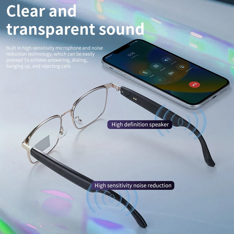 TitanTek Smart Glasses Metal Bluetooth Eyeglasses Christmas Gift Music Sunglasses Anti Blue Light Photochromic Lens Eyewear for Women Men