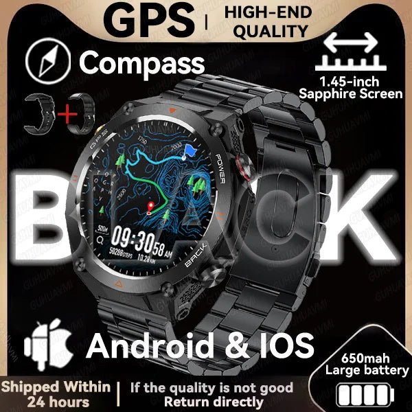 202TitanTek New Real GPS Smart Watch Men Bluetooth Call Compass 650mAh Big Battery IP68 Waterproof Sport Smartwatch For Android IOS