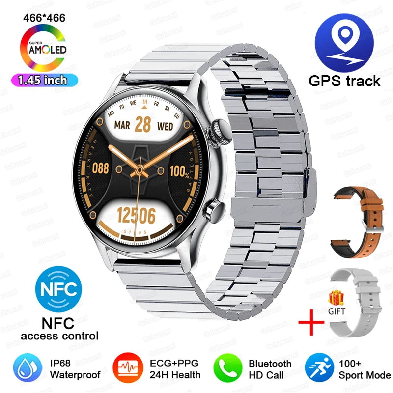 TitanTek Women's NFC Fashion Smartwatch 1.46-inch AMOLED Bluetooth Call ECG Blood Glucose Clock GPS Fitness Track Smart Watch