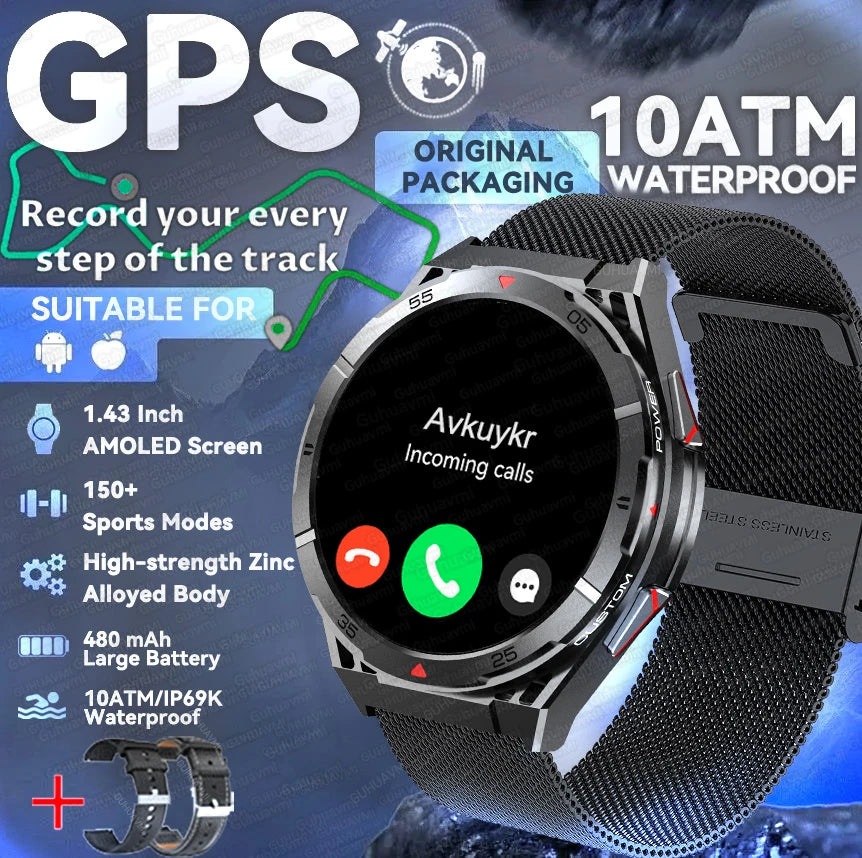 TitanTek New For Xiaomi Men Sports Smart Watch 30meter Deep Waterproof 1.43inch AMOLED Screen Health Monitoring Bluetooth Call Smartwatch