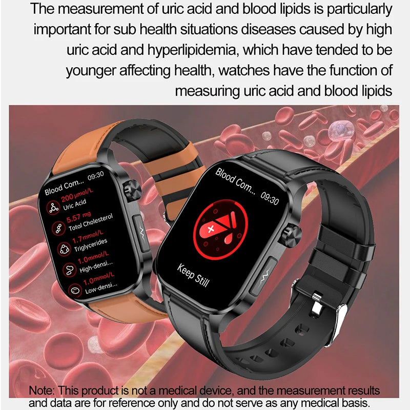 TitanTek Health Blood Lipids Uric Acid Blood Glucose Smart Watch ECG+PPG+HRV Heart Rate Blood Body Composition Bluetooth Call Smartwatch