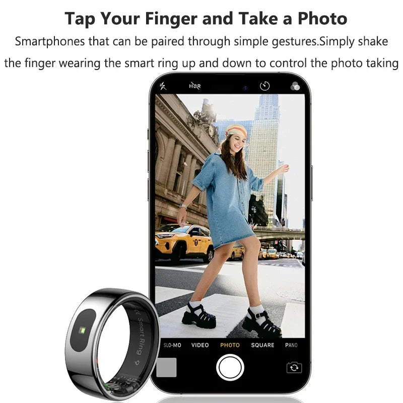 TitanTek New R08 Smart Ring Men Women Charging Case Skin Temperature Health Monitor 5ATM Waterproof Music Video Control Finger Rings