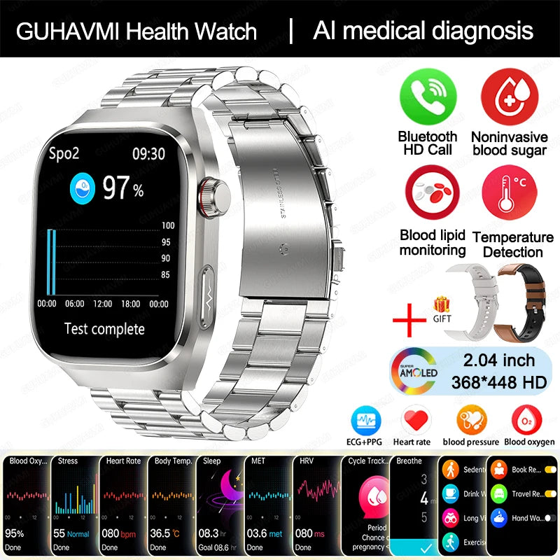 TitanTek Women Medical Grade Health Smartwatch Physical Examination Blood Sugar Fat Heart Rate Uric Acid AMOLED Bluetooth Call Smartwatch