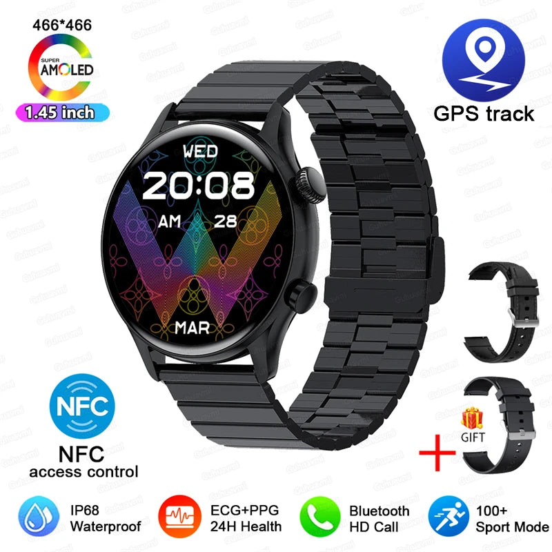 TitanTek Women's NFC Fashion Smartwatch 1.46-inch AMOLED Bluetooth Call ECG Blood Glucose Clock GPS Fitness Track Smart Watch