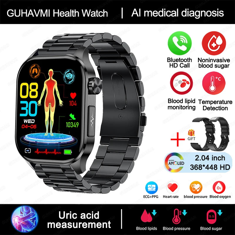 TitanTek Health Blood Lipids Uric Acid Blood Glucose Smart Watch ECG+PPG+HRV Heart Rate Blood Body Composition Bluetooth Call Smartwatch