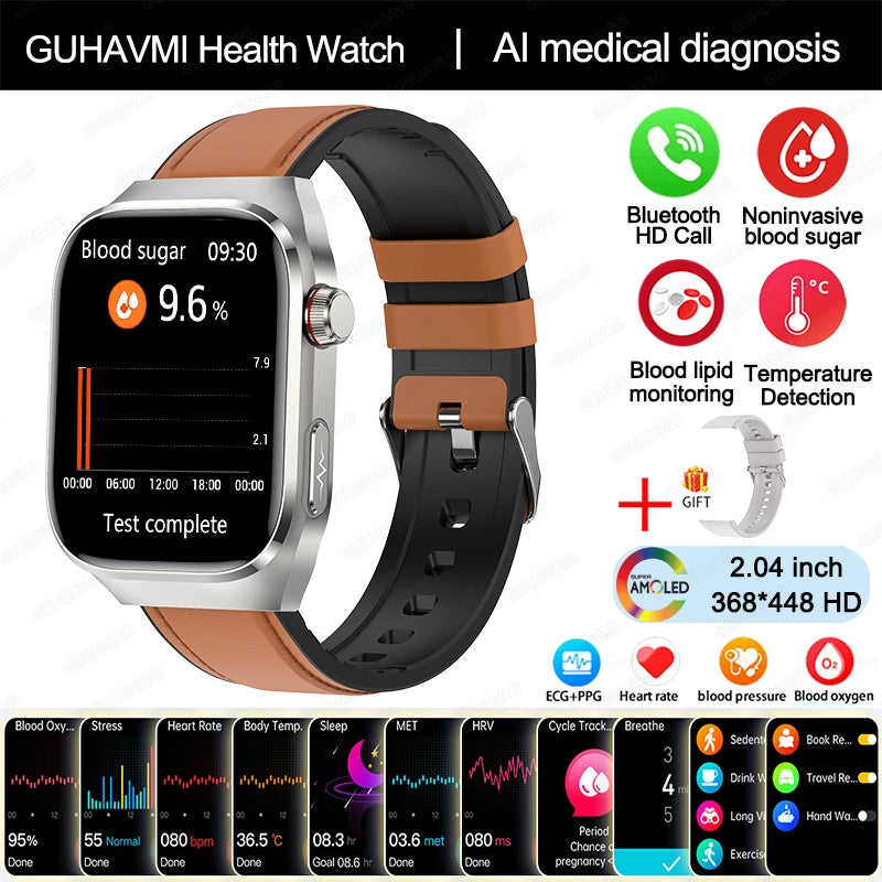 TitanTek Women Medical Grade Health Smartwatch Physical Examination Blood Sugar Fat Heart Rate Uric Acid AMOLED Bluetooth Call Smartwatch