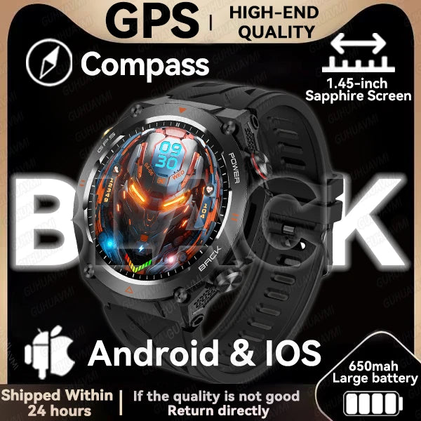 202TitanTek New Real GPS Smart Watch Men Bluetooth Call Compass 650mAh Big Battery IP68 Waterproof Sport Smartwatch For Android IOS