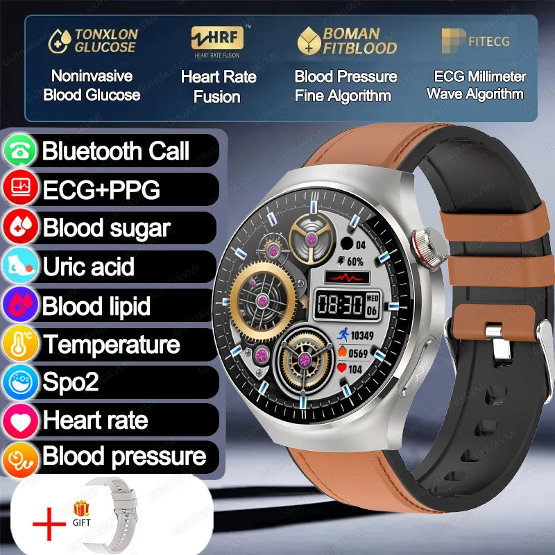 2025 TitanTek  Medical Grade Blood Fat Uric Acid Women Smartwatch ECG Blood Sugar Heart Rate Blood Pressure Health Monitoring Smart Watch