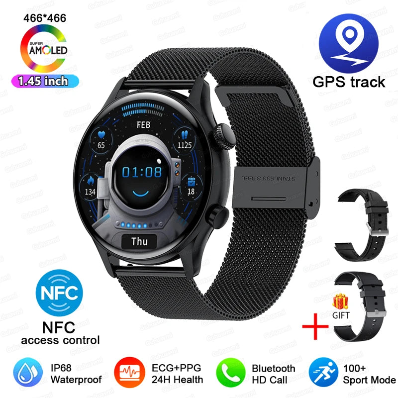 TitanTek Women's NFC Fashion Smartwatch 1.46-inch AMOLED Bluetooth Call ECG Blood Glucose Clock GPS Fitness Track Smart Watch