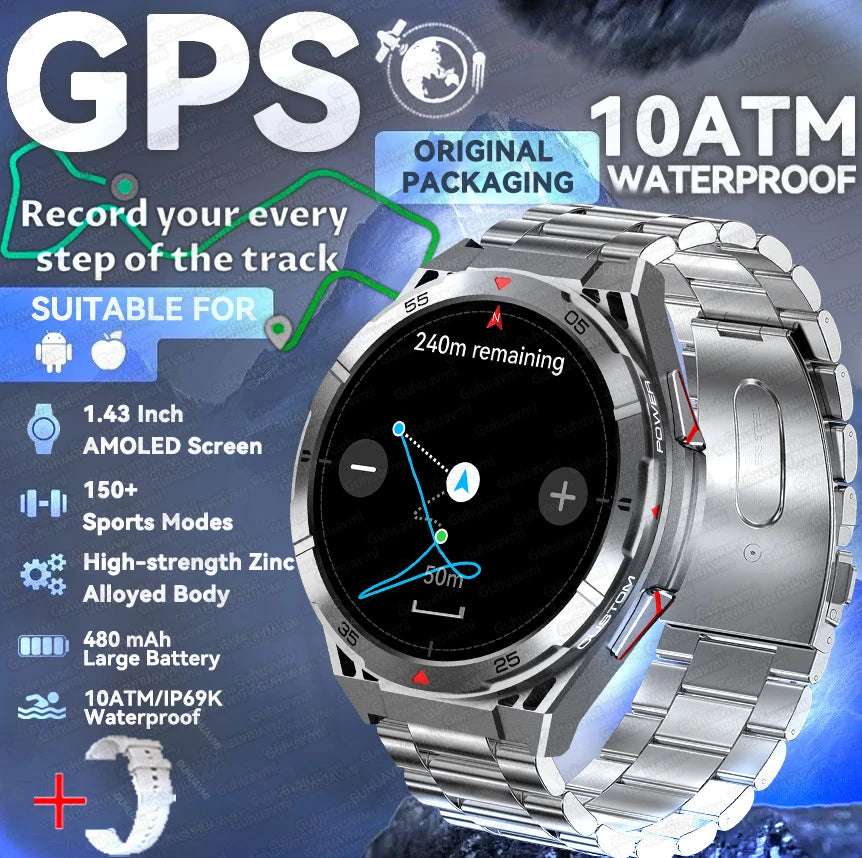 TitanTek New For Xiaomi Men Sports Smart Watch 30meter Deep Waterproof 1.43inch AMOLED Screen Health Monitoring Bluetooth Call Smartwatch