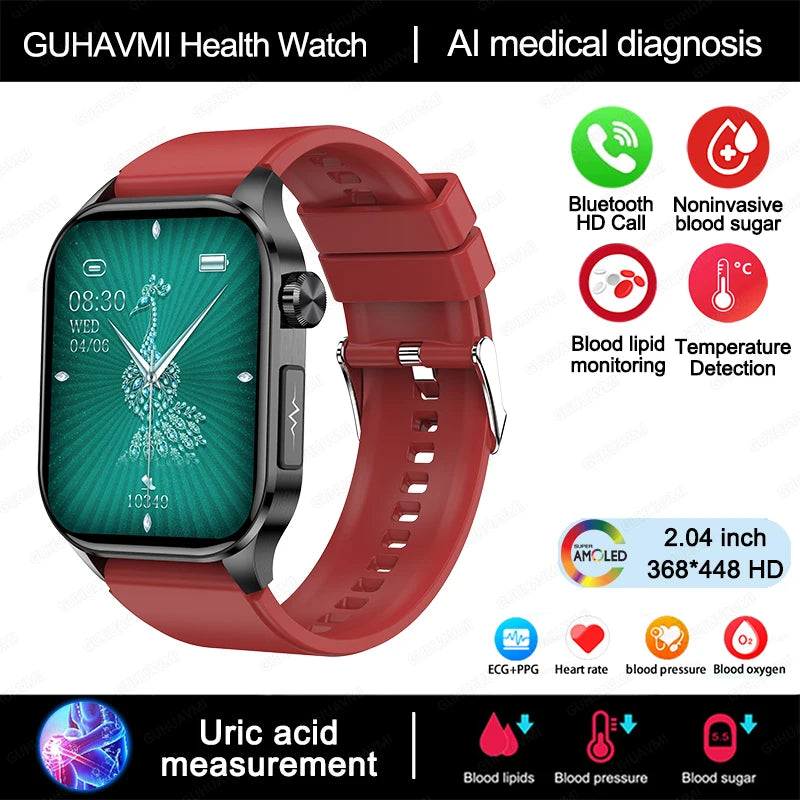 TitanTek Health Blood Lipids Uric Acid Blood Glucose Smart Watch ECG+PPG+HRV Heart Rate Blood Body Composition Bluetooth Call Smartwatch