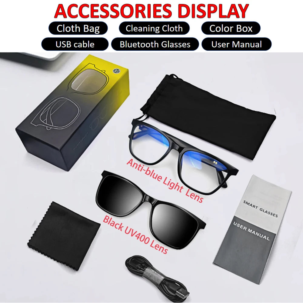 TitanTek Bluetooth Sunglasses UV Protection Audio Sun Glasses Anti Blue Light Open Ear Music Hands Free Calling Holiday Gift