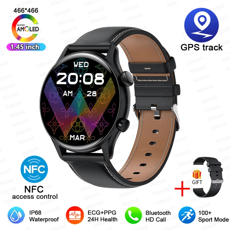 TitanTek Women's NFC Fashion Smartwatch 1.46-inch AMOLED Bluetooth Call ECG Blood Glucose Clock GPS Fitness Track Smart Watch